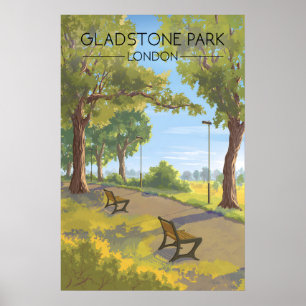 Póster Cartel de viaje de Gladstone Park Londres