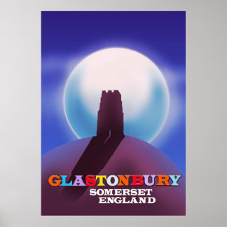 Póster Cartel de viaje de Glastonbury Tor Somerset