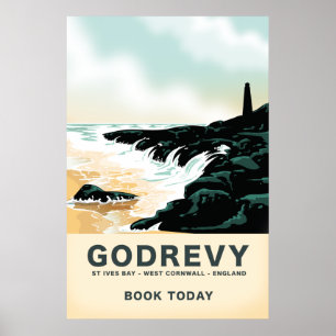Póster Cartel de viaje de Godrevy St Ives Bay, Cornualles