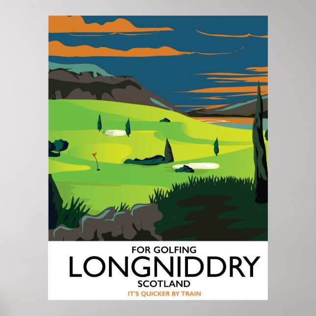 Póster cartel de viaje de golf de longniddry Escocia (Frente)