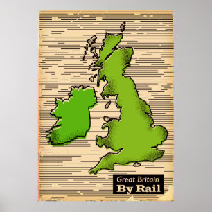Póster Cartel de viaje de Gran Bretaña en tren