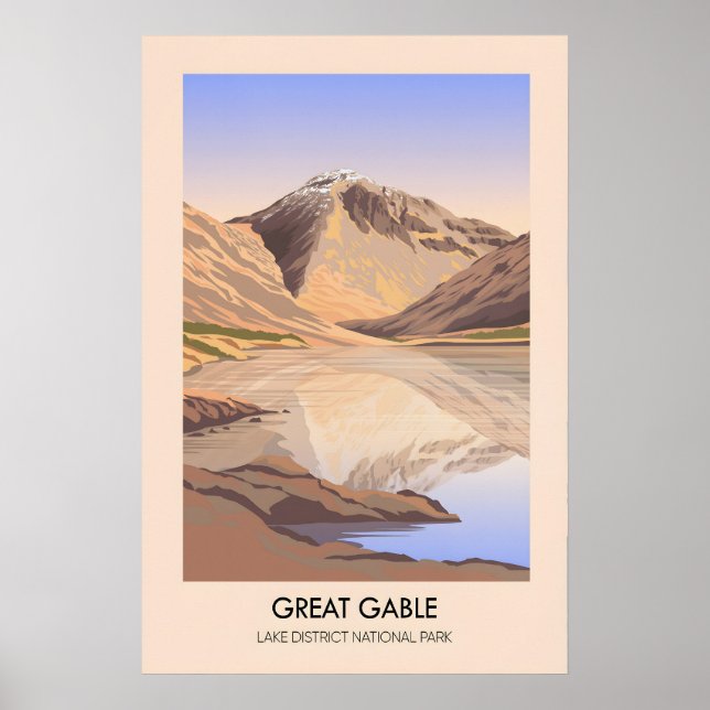 Póster Cartel de viaje de Great Gable Mountain Lake Distr (Frente)