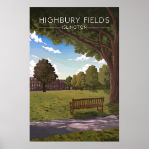 Póster Cartel de viaje de Highbury Fields Islington Londr