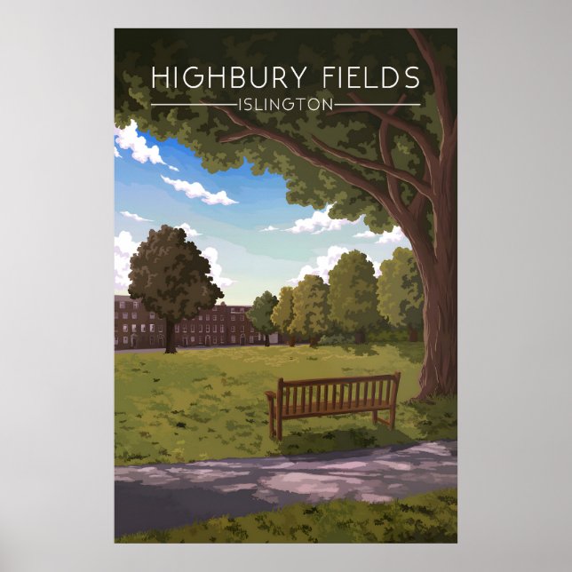 Póster Cartel de viaje de Highbury Fields Islington Londr (Frente)
