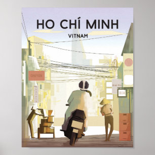 Póster Cartel de viaje de Ho chi minh vietnam