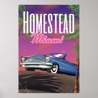Póster Cartel de viaje de Homestead Florida USA 80s