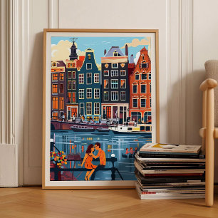Póster Cartel de viaje de ilustración de Ámsterdam Impres