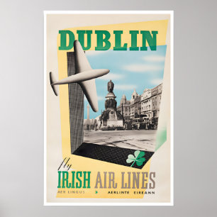 Póster Cartel de viaje de Irlanda de aerolíneas irlandesa