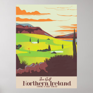 Póster cartel de viaje de Irlanda del Norte 'Para Golf'