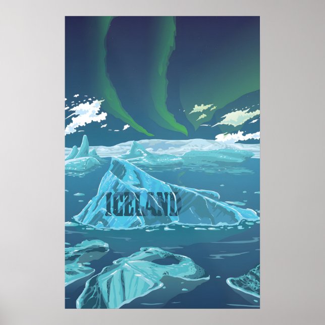 Póster Cartel de viaje de Islandia (Frente)