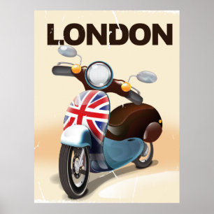 Póster Cartel de viaje de jack scooter union de Londres