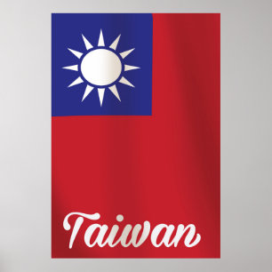 Póster Cartel de viaje de la bandera nacional de Taiwán