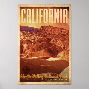 Póster Cartel de viaje de la cordillera de Amargosa