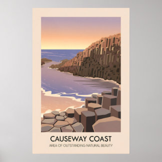 Póster Cartel de viaje de la costa Causeway AONB
