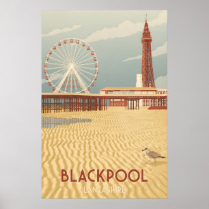 Póster Cartel de viaje de la costa de Blackpool