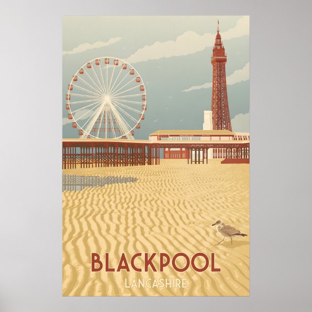 Póster Cartel de viaje de la costa de Blackpool (Frente)