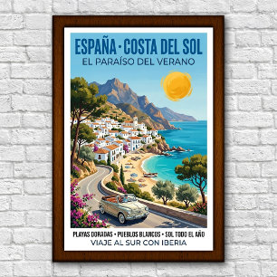 Póster Cartel de viaje de la Costa del Sol, España de los