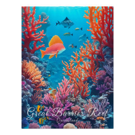 Póster Cartel de viaje de la Gran Barrera de Coral de Aus