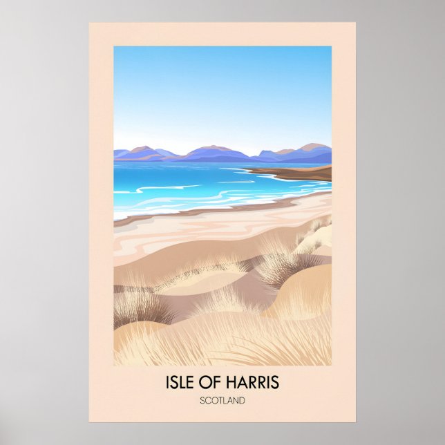 Póster Cartel de viaje de la Isla de Harris Escocia (Frente)