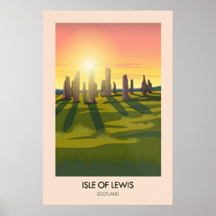 Póster Cartel de viaje de la Isla de Lewis Escocia