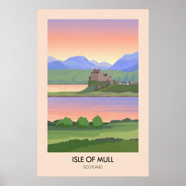 Póster Cartel de viaje de la Isla de Mull Escocia (Frente)