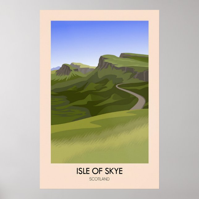 Póster Cartel de viaje de la Isla de Skye Escocia (Frente)