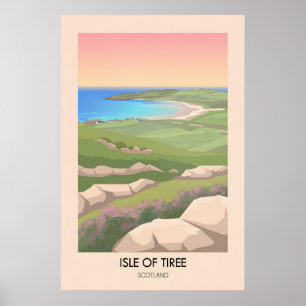 Póster Cartel de viaje de la isla de Tiree Escocia