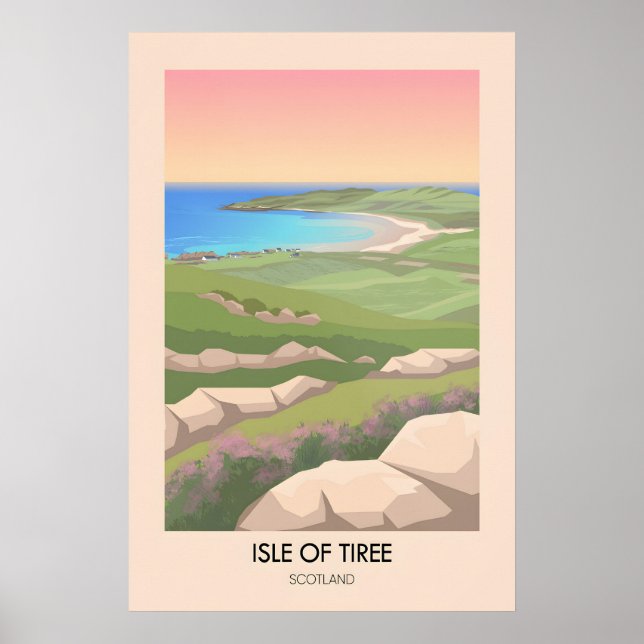 Póster Cartel de viaje de la isla de Tiree Escocia (Frente)