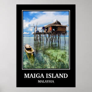 PÓSTER CARTEL DE VIAJE DE LA ISLA MAIGA MALASIA
