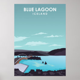 Póster Cartel de viaje de la Laguna Azul en Islandia