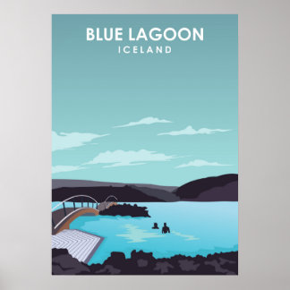 Póster Cartel de viaje de la Laguna Azul en Islandia