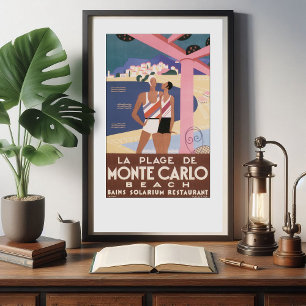 Póster Cartel de Viaje de la Playa de Montecarlo