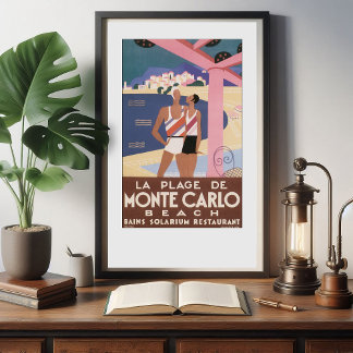 Póster Cartel de Viaje de la Playa de Montecarlo