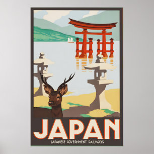 Póster Cartel de viaje de la puerta Torii de Miyajima Vin