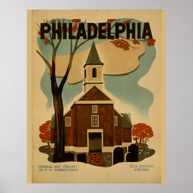 Póster Cartel de Viaje de la Vieja Filadelfia (Frente)