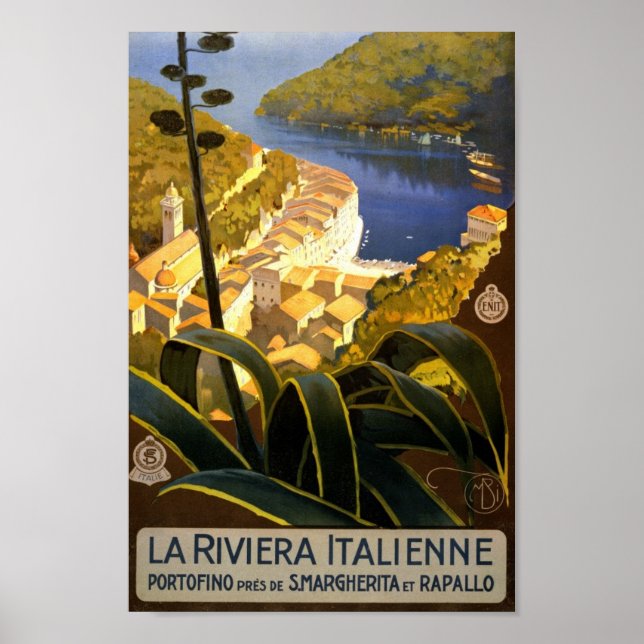 Póster Cartel de Viaje de la Vieja Italia (Frente)