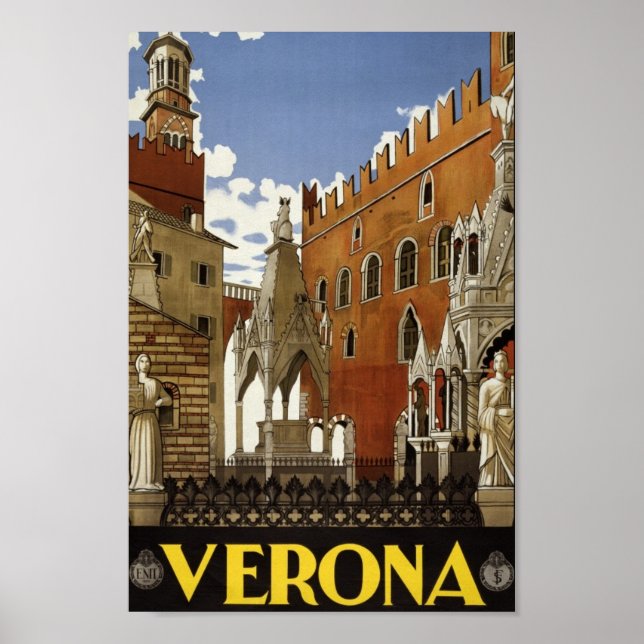 Póster Cartel de Viaje de la Vieja Italia (Frente)