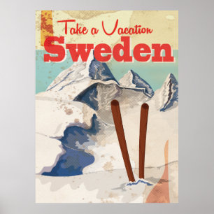 Póster Cartel de viaje de la vieja Suecia