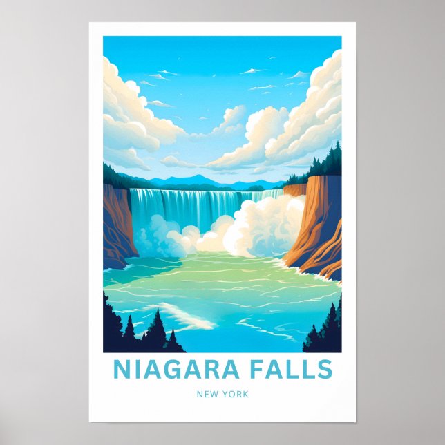 Póster Cartel de viaje de las Cataratas del Niágara en Nu (Frente)