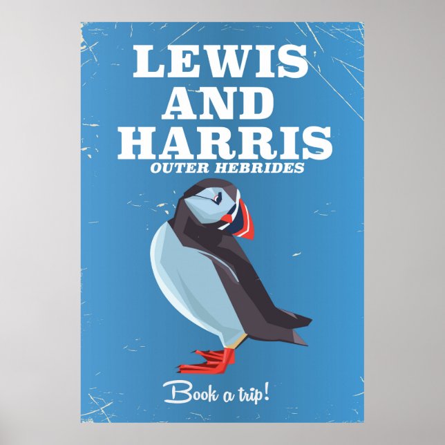 Póster Cartel de viaje de Lewis and Harris Scotland Puffi (Frente)