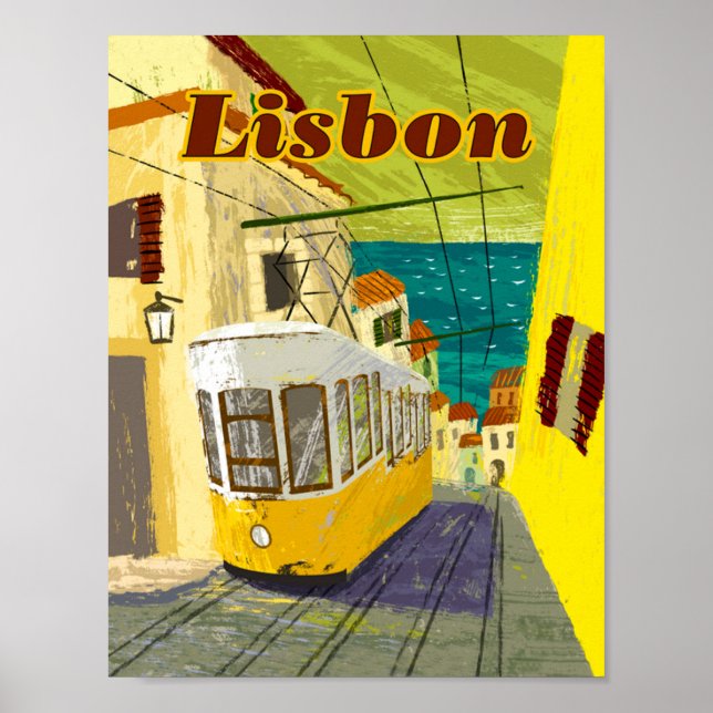 Póster Cartel de viaje de Lisboa de 8,5" x 11" (Frente)