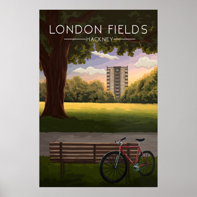 Póster Cartel de viaje de London Fields Hackney Londres (Frente)