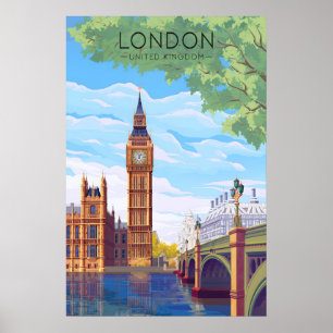 Póster Cartel de viaje de Londres Big Ben