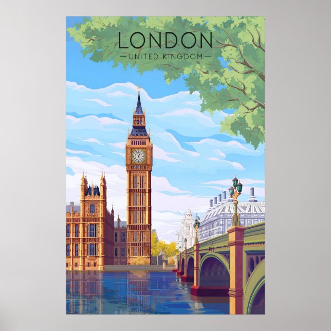Póster Cartel de viaje de Londres Big Ben (Frente)
