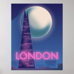 Póster Cartel de viaje de Londres Neon