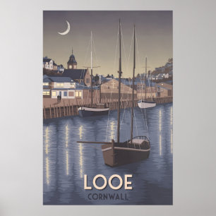 Póster Cartel de viaje de Looe Cornualles