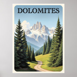 Póster Cartel de viaje de los Dolomitas