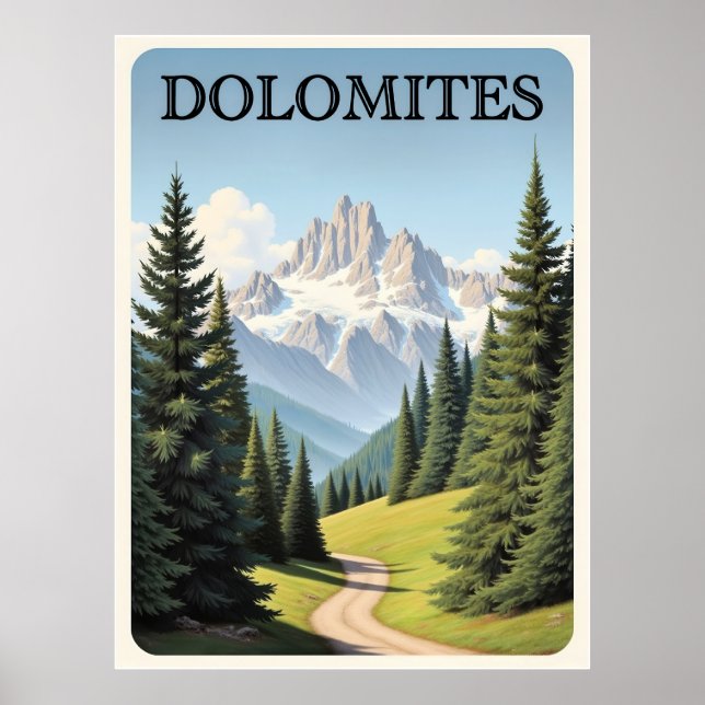Póster Cartel de viaje de los Dolomitas (Frente)