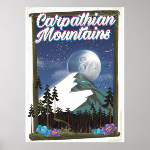 Póster Cartel de viaje de los Montes Cárpatos