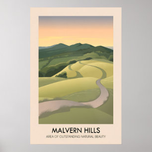 Póster Cartel de viaje de Malvern Hills AONB